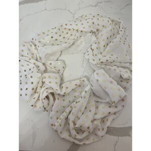 Apt 9 Loop Scarf Chiffony White Gold Metallic Dots NWOT Fairycore Glam